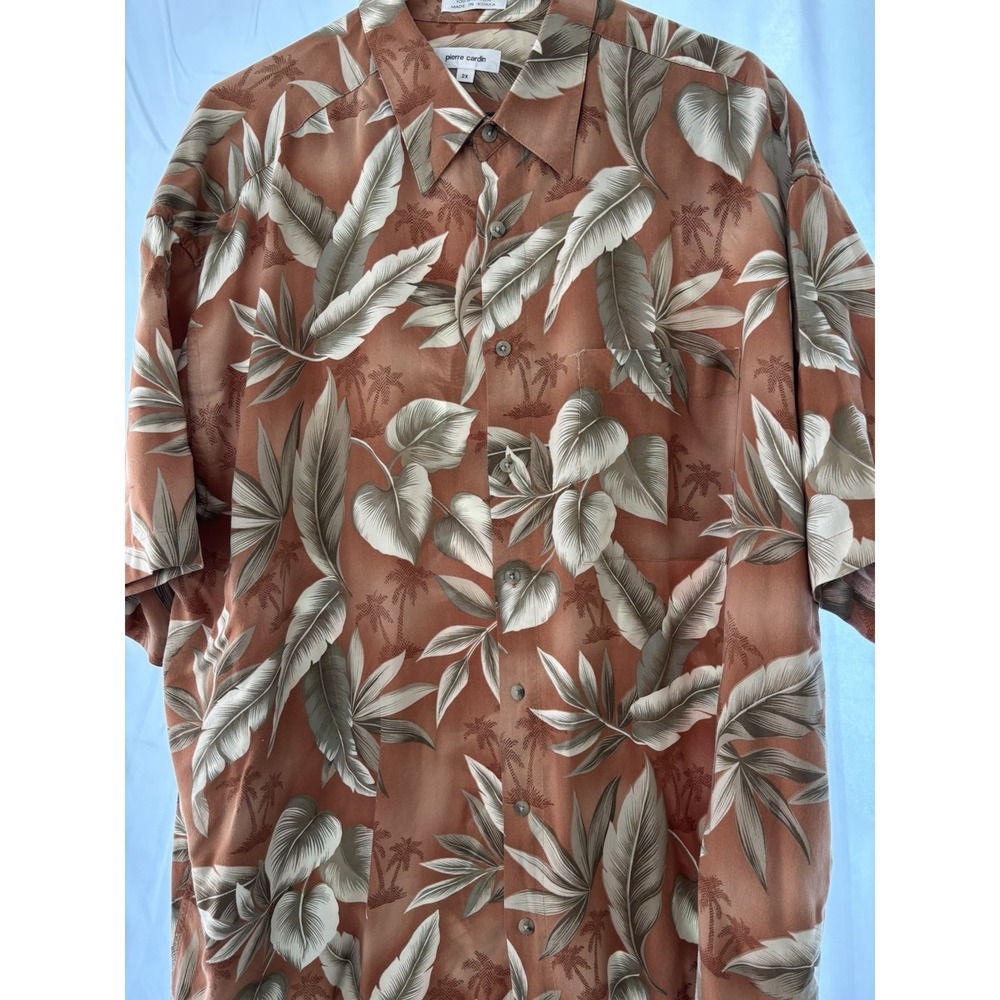 Pierre Cardin-Mens Hawaiian Shirt-2XL XXL Palms -100% Rayon-CRUISE DAD CORE Camp